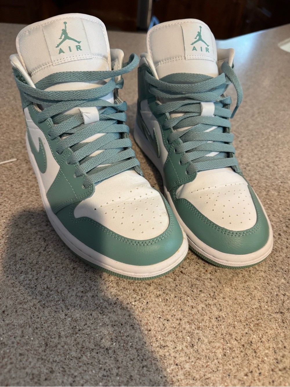 Nike Air Jordan 1 Mid Women’s Sneakers in Teal and White